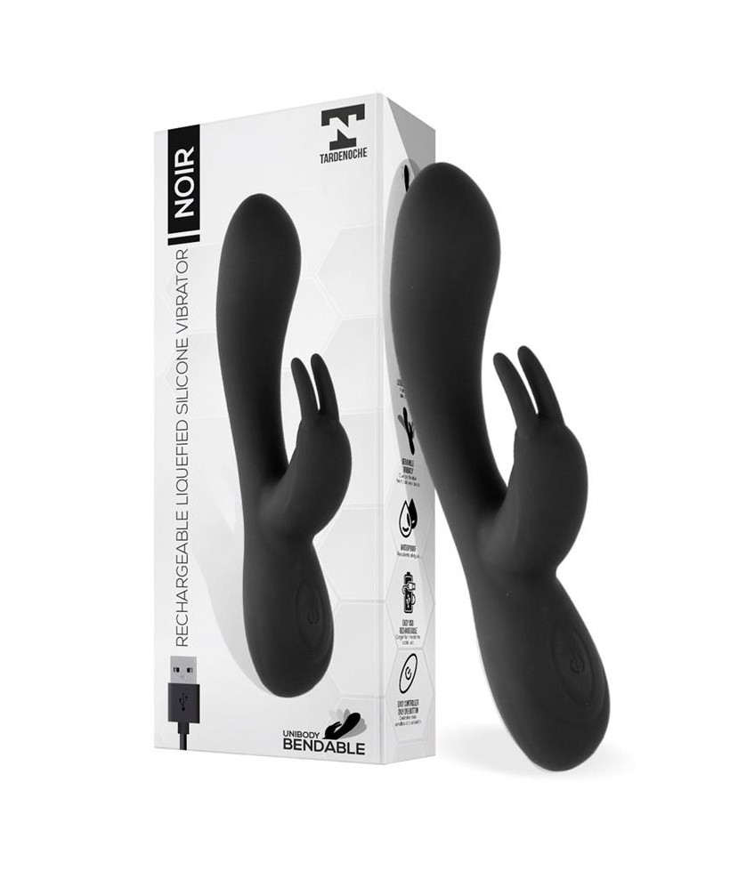 Noir Vibrador Silicona Liquida Inyectada 2 Motores USB