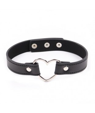 Collar con Aro en Forma de Corazón Ajustable 41,5 cm Negro