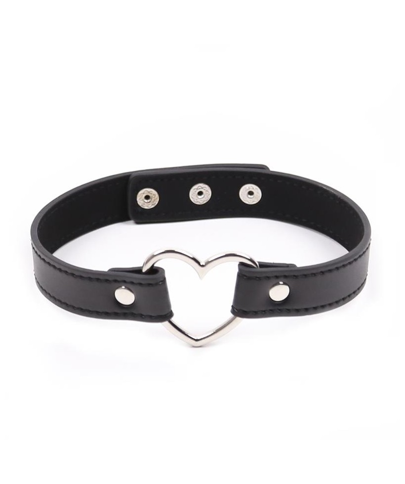 Collar con Aro en Forma de Corazon Ajustable 415 cm Negro