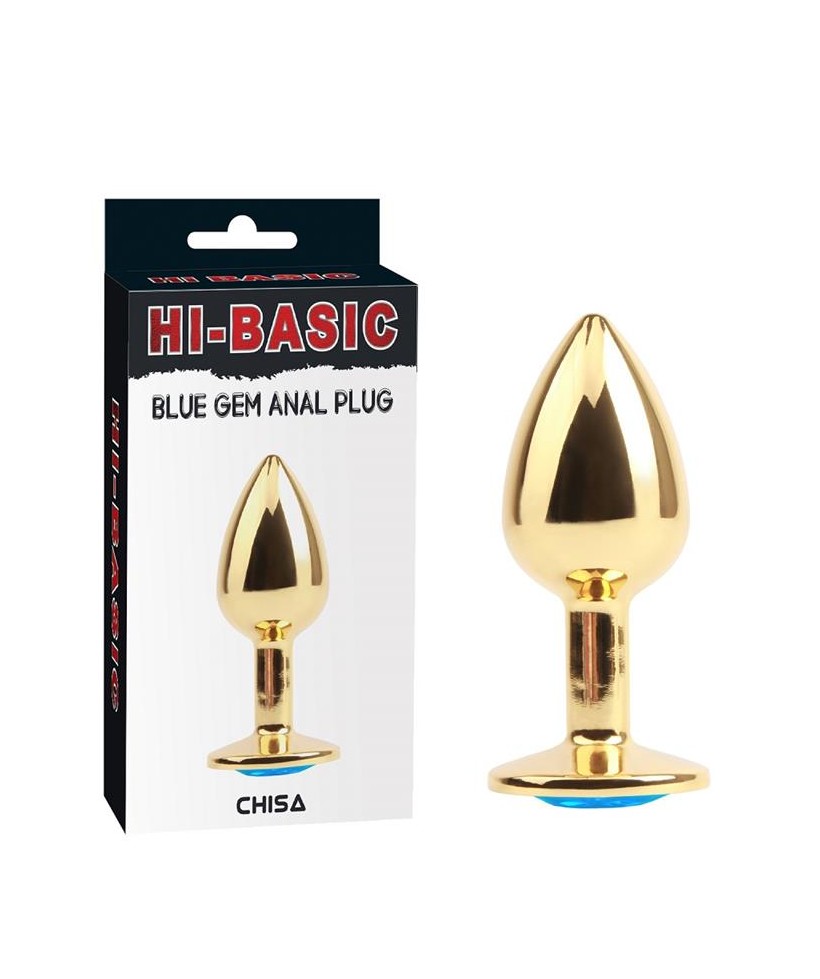 Plug Anal Dorado con Gema Azul