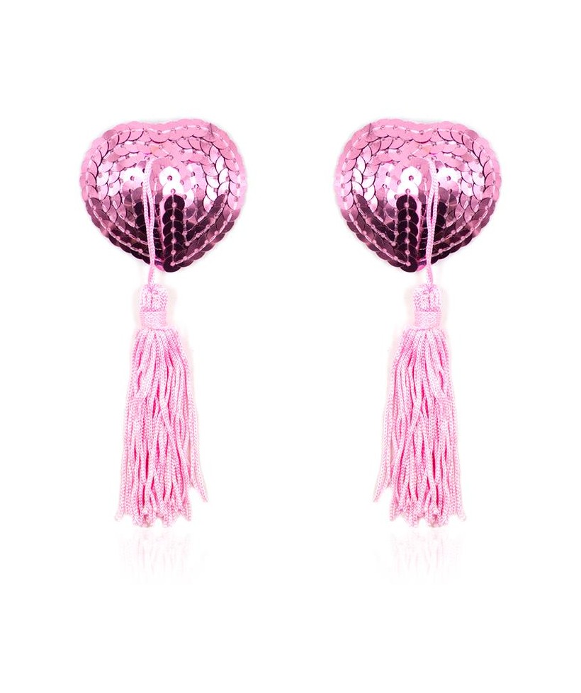 Pezoneras Autoadhesivas Forma de Corazon con Lentejuelas Rosa