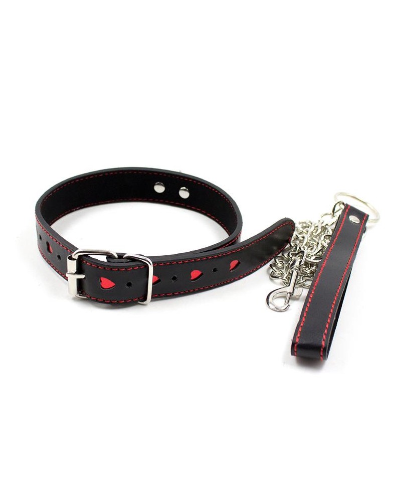 Collar con Cadena de Metal Negro Rojo