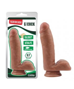 Dildo Dual density Fashion Dude 17 x 3.6 cm Bronceado