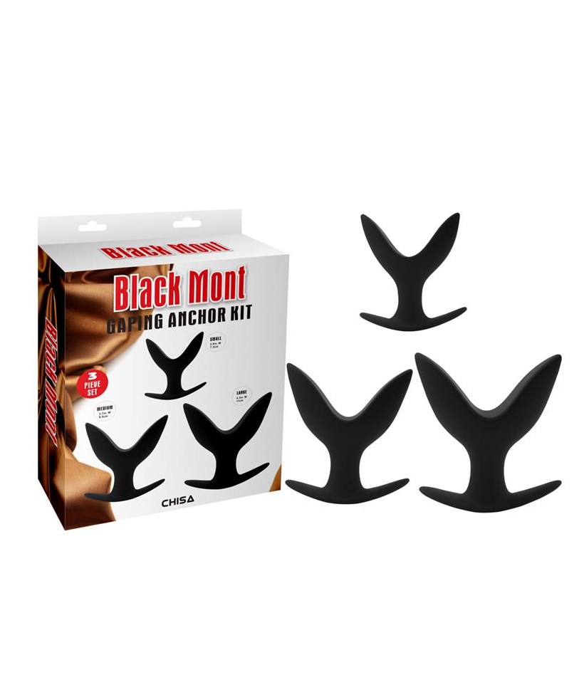 Kit 3 Plug Gaping Anchor Silicona Negro