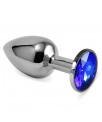 Plug Anal Plateado Rosebud Classic con Joya Azul Oscuro Talla S