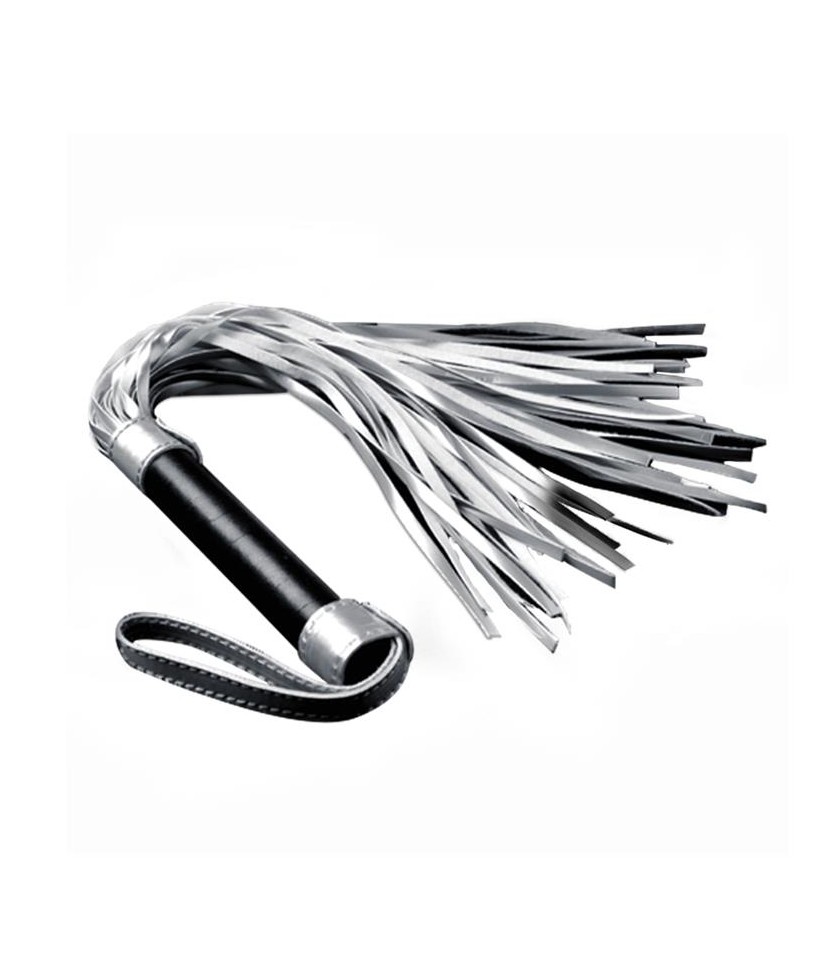 Flogger Cuero Sintetico Plateado y Negro