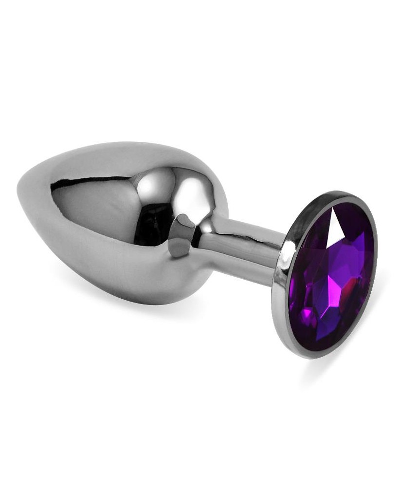 Plug Anal Plateado Rosebud Classic con Joya Purpura Talla S