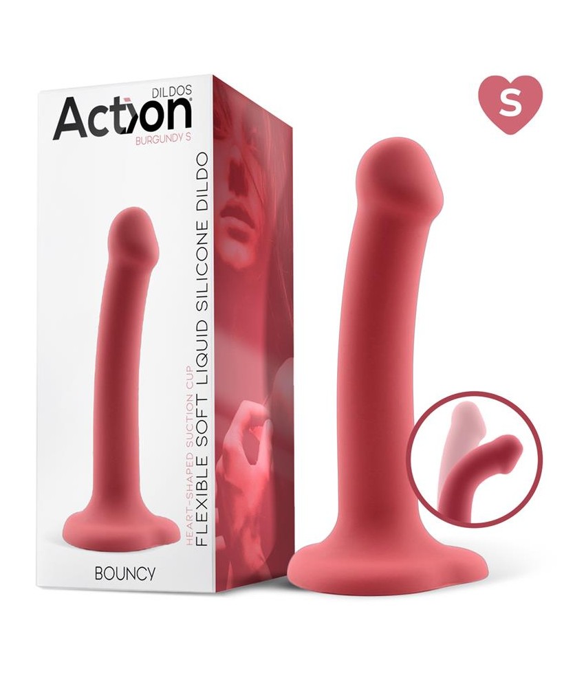 Bouncy Dildo Silicona Liquida Hiper Flexible 65 165 cm Talla S Burgundy