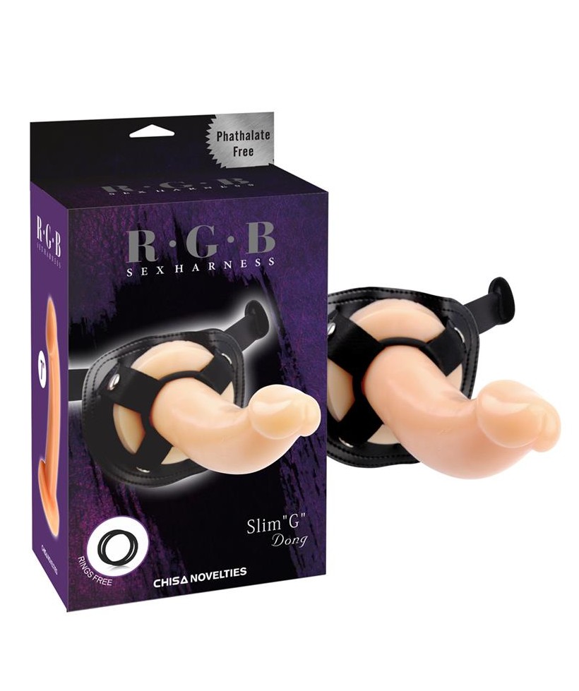Arnes y Dildo Slim G 19 cm Natural