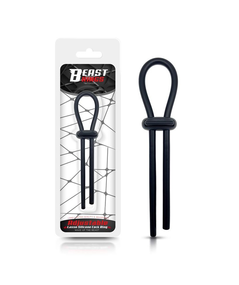 Anillo para el Pene de Lazo Ajustable Silicona Solida Negro