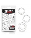 Set 3 Anillos para el Pene Beaded Flexibles Transparente