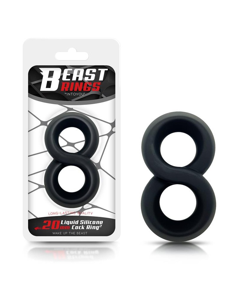 Anillo Doble para el Pene 100 Silicona Liquida 2 cm Negro