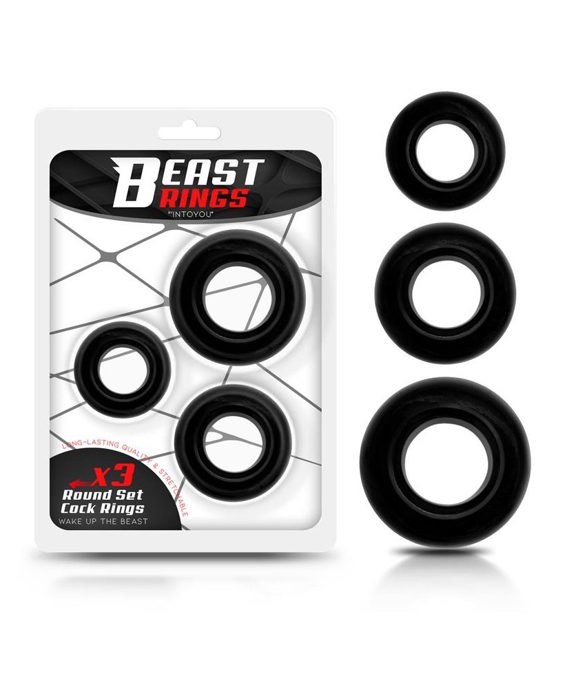 Set 3 Anillos para el Pene Flexibles Negros