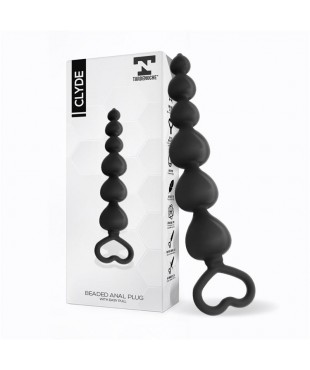 Clyde Plug Anal con Bolas con Aro de Fácil Extracción Silicona Negro