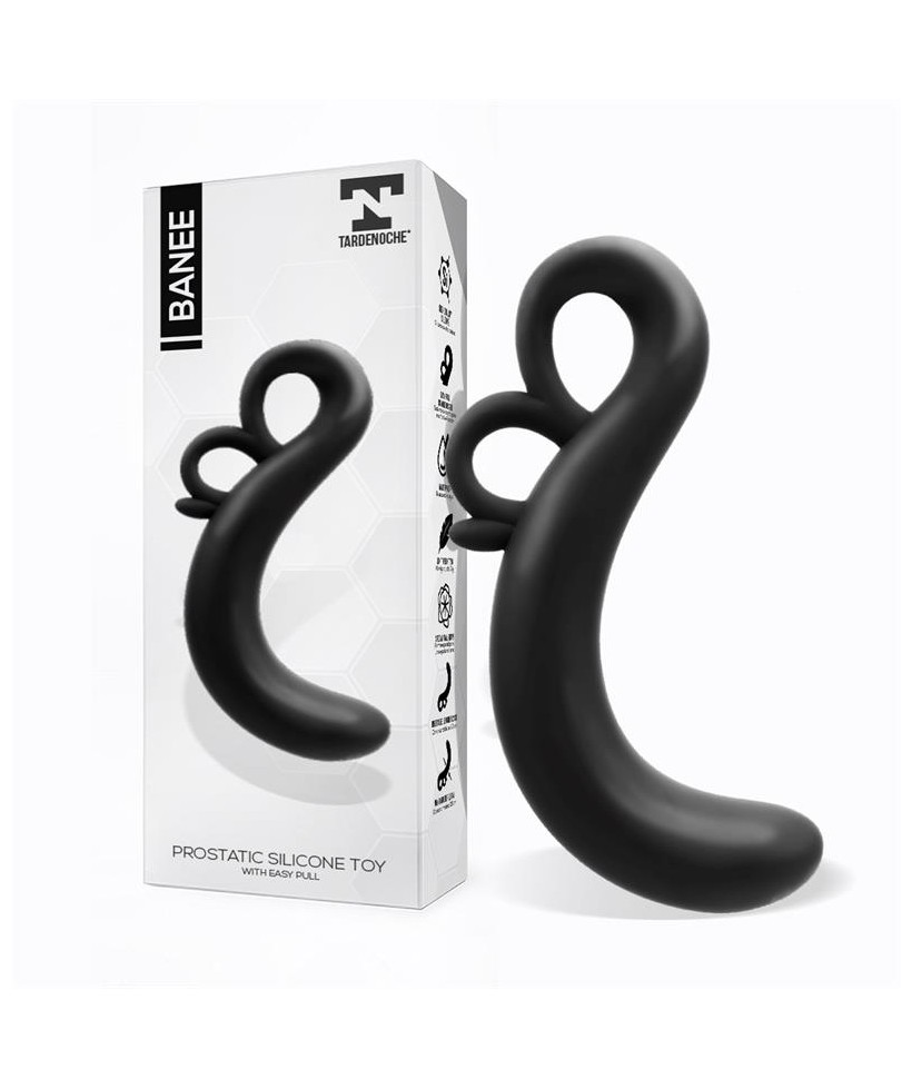 Banee Estimulador Prostatico de Facil Extraccion Silicona Negro