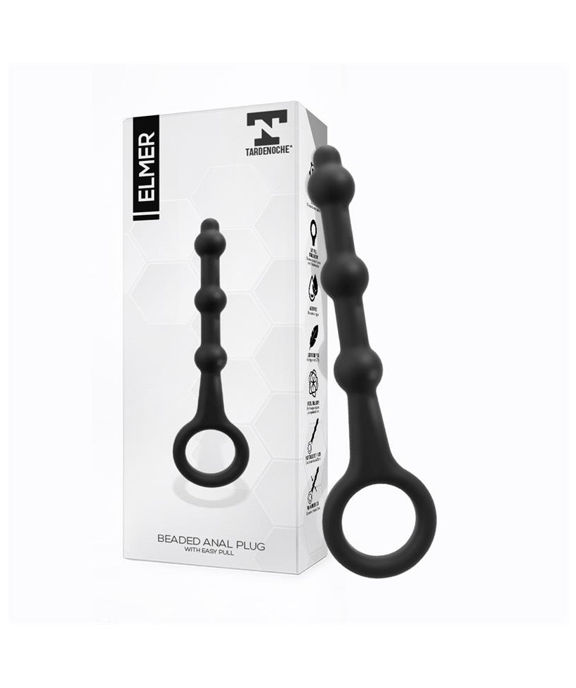 Elmer Plug Anal con Aro de Facil Extraccion Silicona Negro