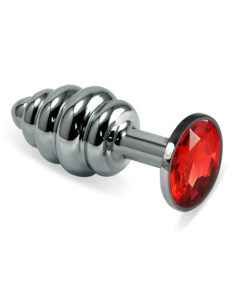 Plug Anal en Espiral Rosebud con Joya Rojo