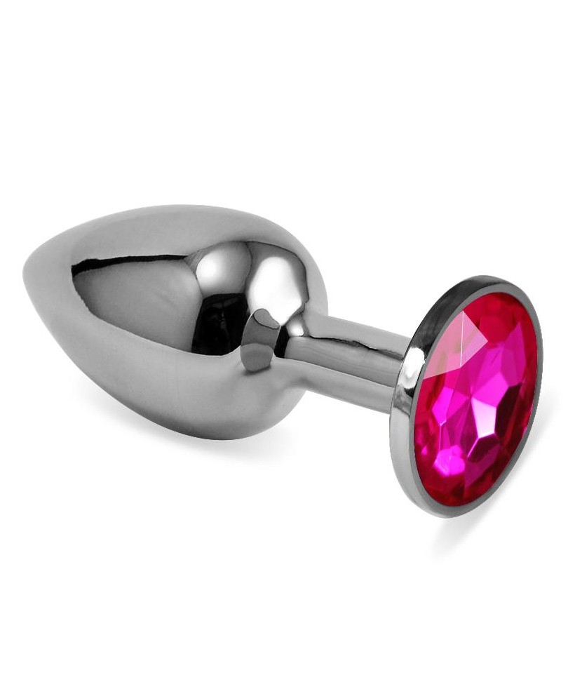 Plug Anal Plateado Rosebud Classic con Joya Fuchsia Talla S