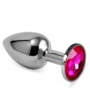 Plug Anal Plateado Rosebud Classic con Joya Fuchsia Talla S
