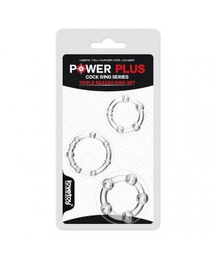 Pack de 3 Anillos para el Pene Power Plus Triple Transparentes