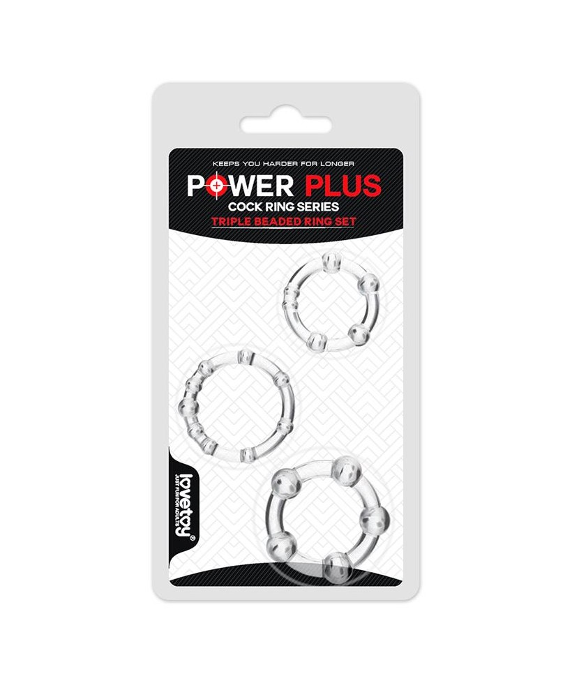 Pack de 3 Anillos para el Pene Power Plus Triple Transparentes