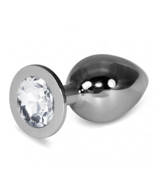 Plug Anal Metal RoseBud Classic con Joya Transparente Talla L