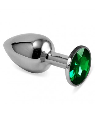 Plug Anal Plateado Rosebud Classic con Joya Verde Talla S