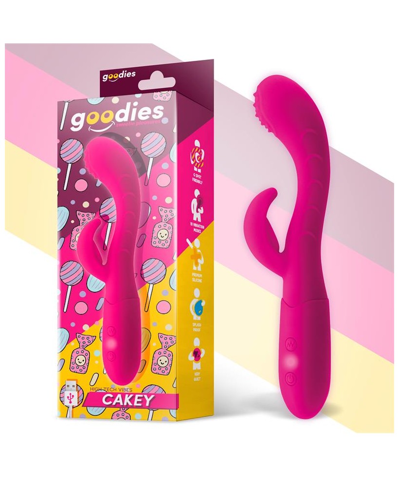 Cakey Vibrador Punto G y Conejito USB Silicona Fuchsia
