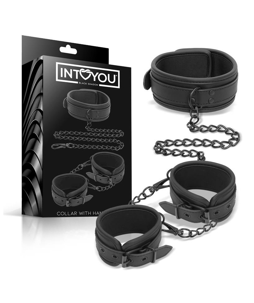 Set de Collar y Esposas para Munecas Cuero Vegano
