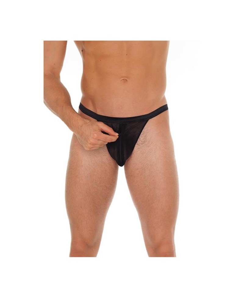 Tanga con Cremallera Negro Talla unica