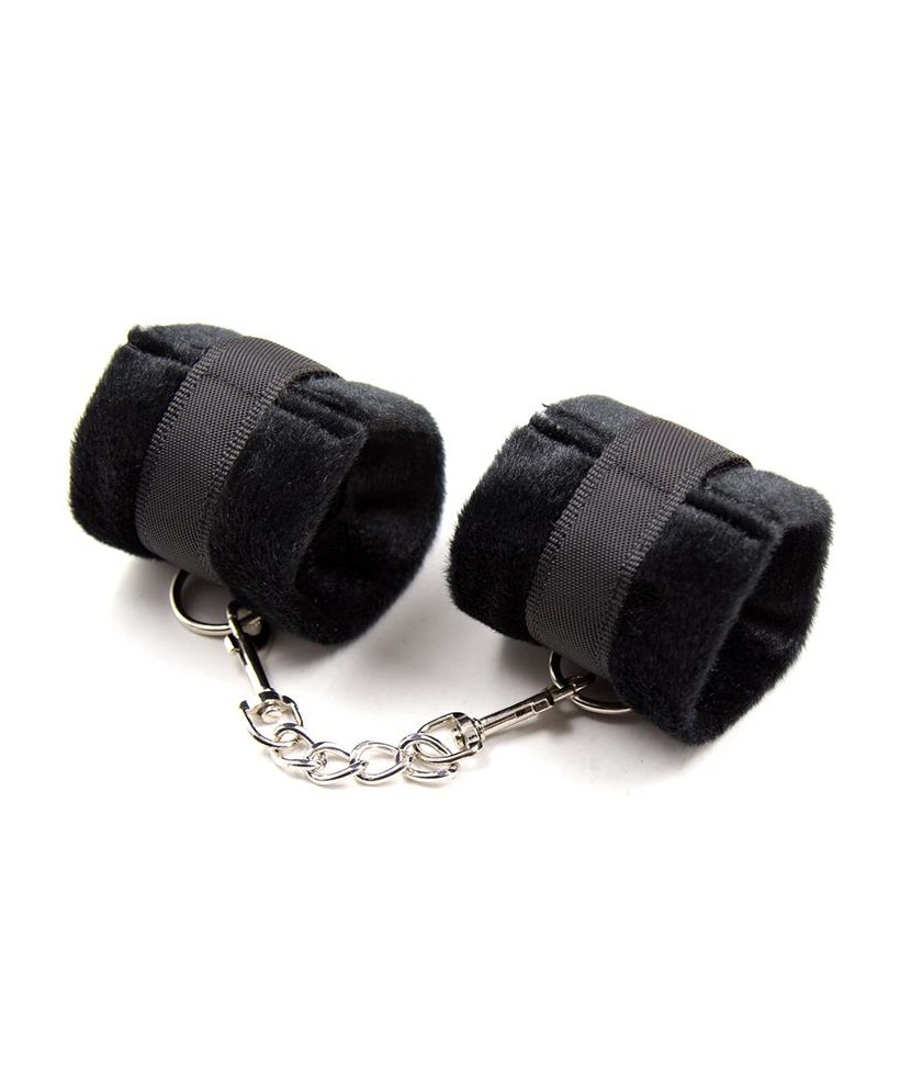 Esposas de Tela con Velcro para Munecas con Pelo Largo Negro