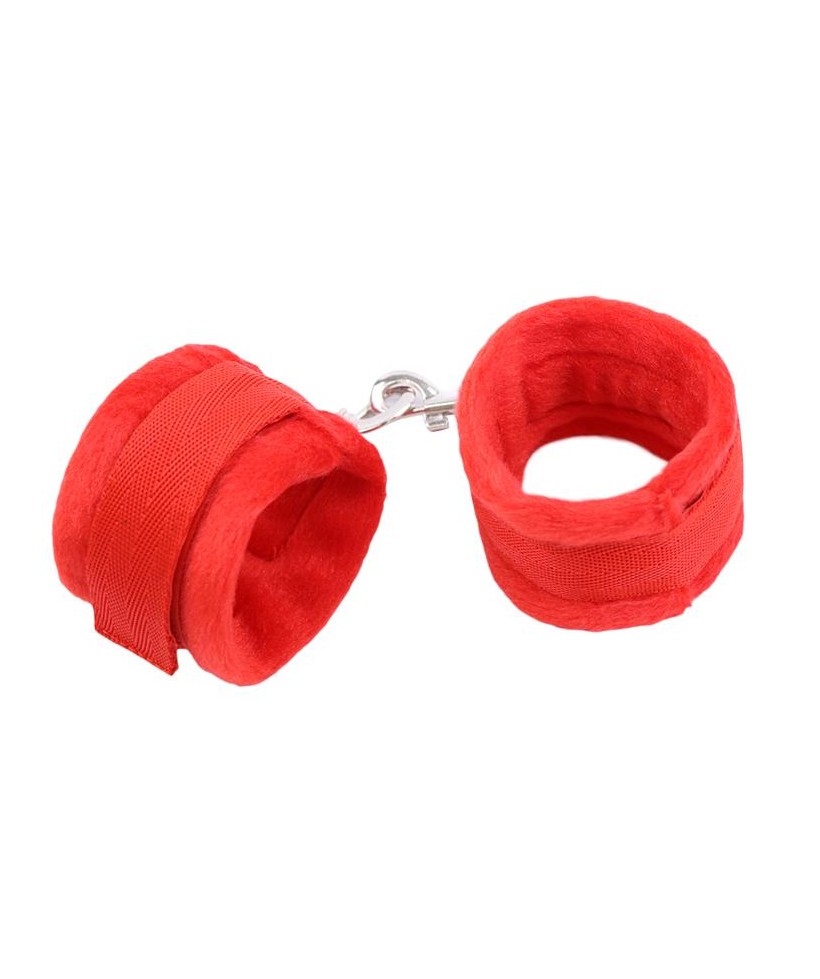 Esposas de Tela con Velcro para Munecas con Pelo Largo Rojo