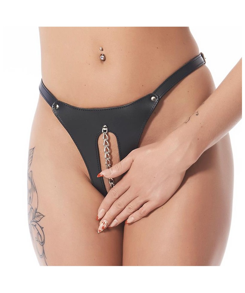 Tanga Abierto Negro Ajustable