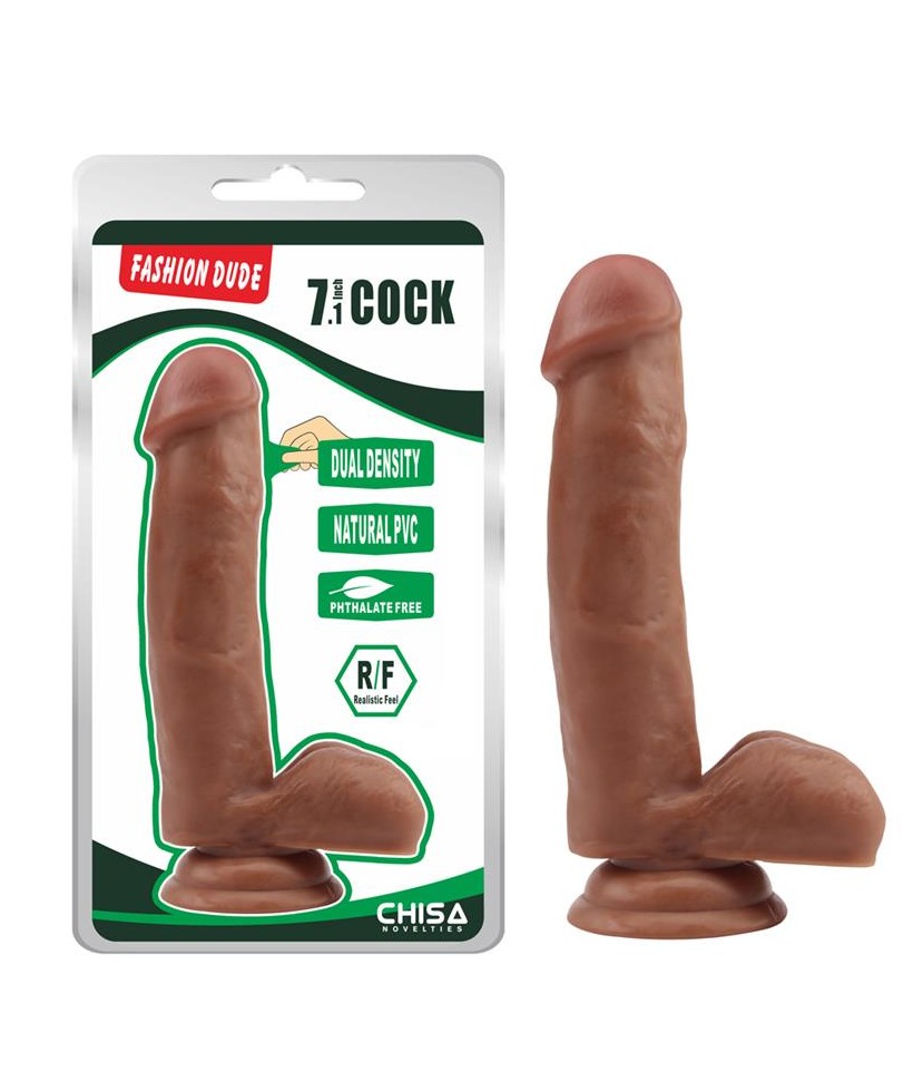 Dildo Dual Density Fashion Dude 178 x 4 cm Bronceado