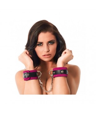 Esposas de Cuero Rosa Ajustable