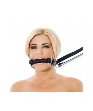 Mordaza con Forma de Bocado de Caballo y Riendas Cuero y Silicona