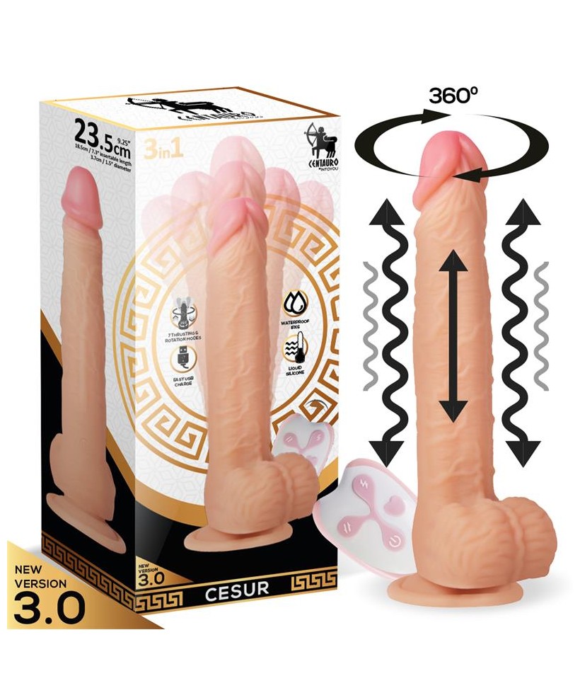 Cesur 30 Dildo Realista Vibracion Movimiento Ondulante 360º y Telescopico Control Remoto USB
