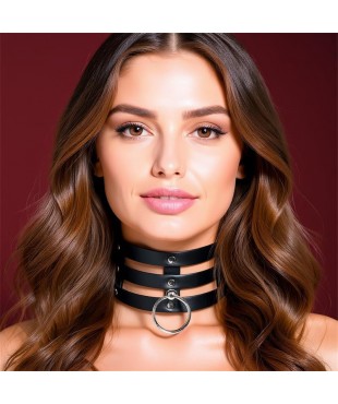 Collar Ancho con Aro Cuero Vegano Talla Única