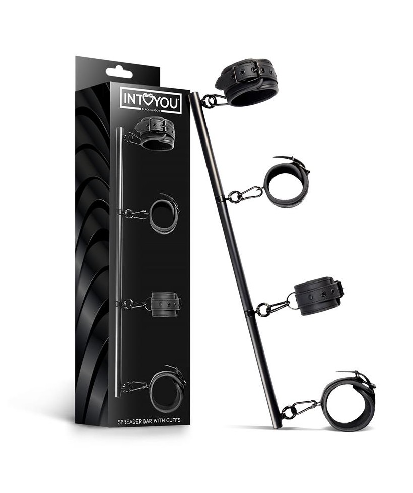 Barra Separadora Rigida Desmontable y 4 Esposas Desmontables Neopreno y Cuero Vegano