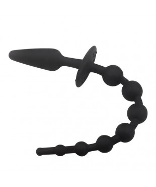 Plug Anal con Cadena Anal Silicona Negro