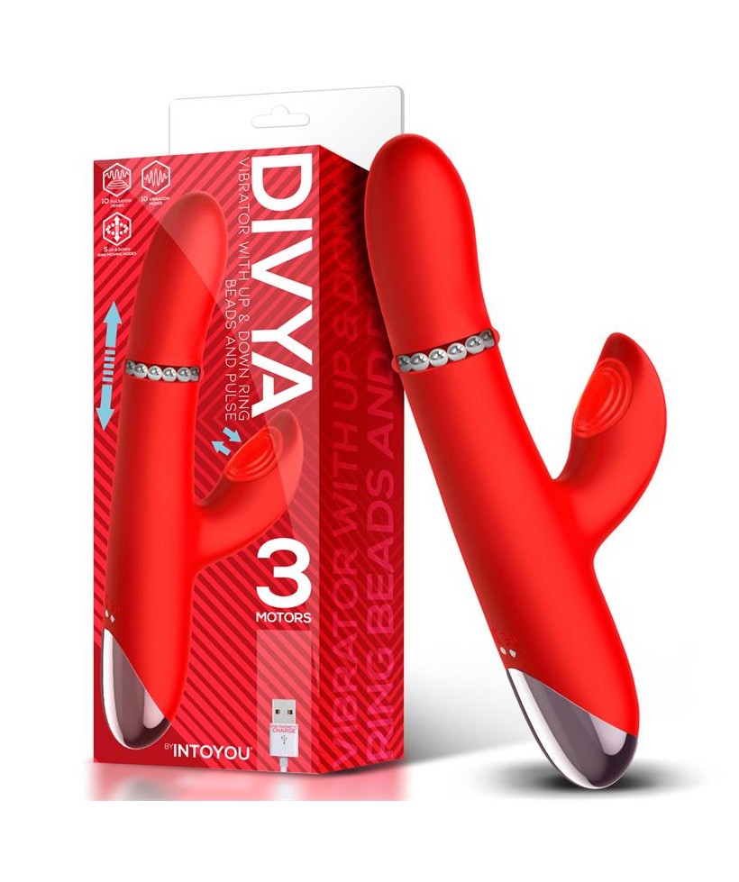 Divya Vibrador con Aro de Bolas Internas Up and Down y Pulsacion 3 Motores Independientes USB