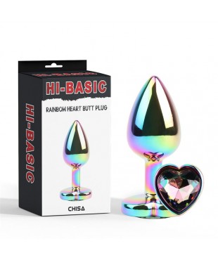 Plug Anal de Metal Tipo Rainbow con Joya de Corazón 2,7