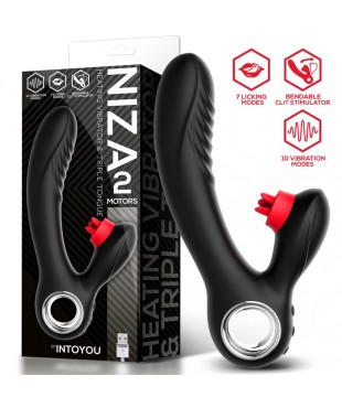 Niza Vibrador con Calor y Triple Lengua Estimuladora de Clítoris