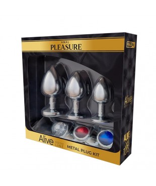 Set de 3 Plug de Metal con Joya