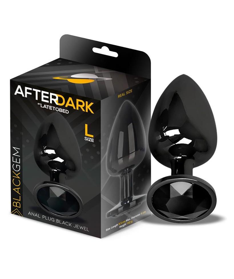 Blackgem Plug Anal Metalico con Joya Negro Talla L