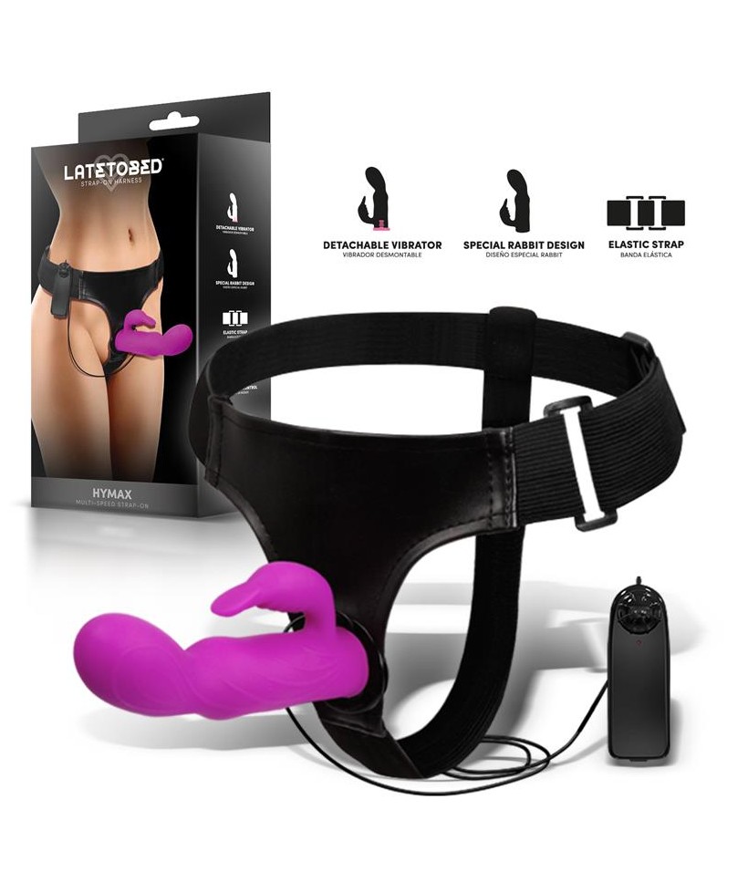 Hymax Arnes con Dildo Vibrador con Conejito y Control Remoto