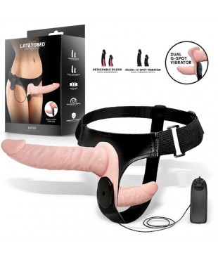 Batek Arnés con Dildo Doble Desmontable, Punto G y Vibración Control Remoto