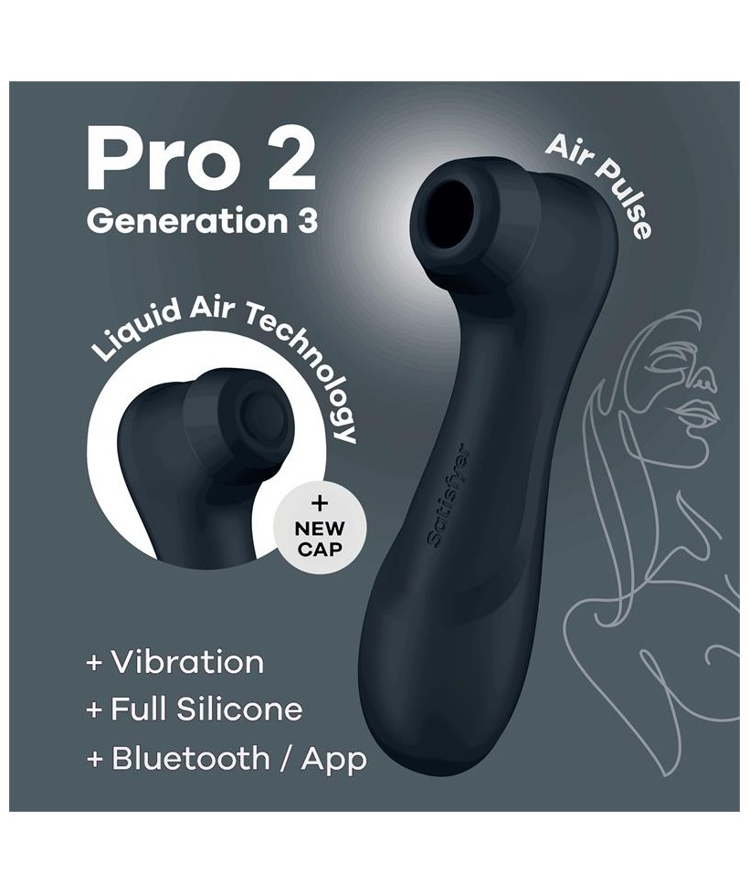 Pro 2 Gen 3 Liquid Air Technology Succion y Vibracion App Connect Negro