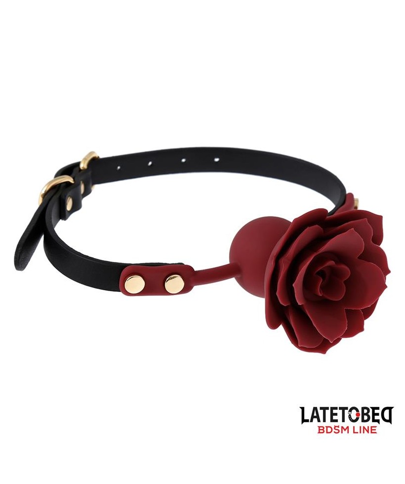 Mordaza Bola Silicona Transpitable Adorno Rosa Ajustable 47 56 cm