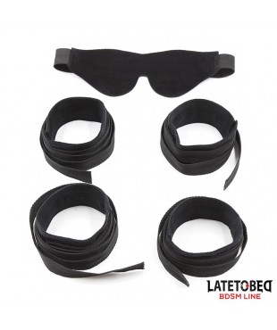 Set de Resticciones 3 Piezas Antifaz, Esposas Muñecas y Tobillos Ajustables
